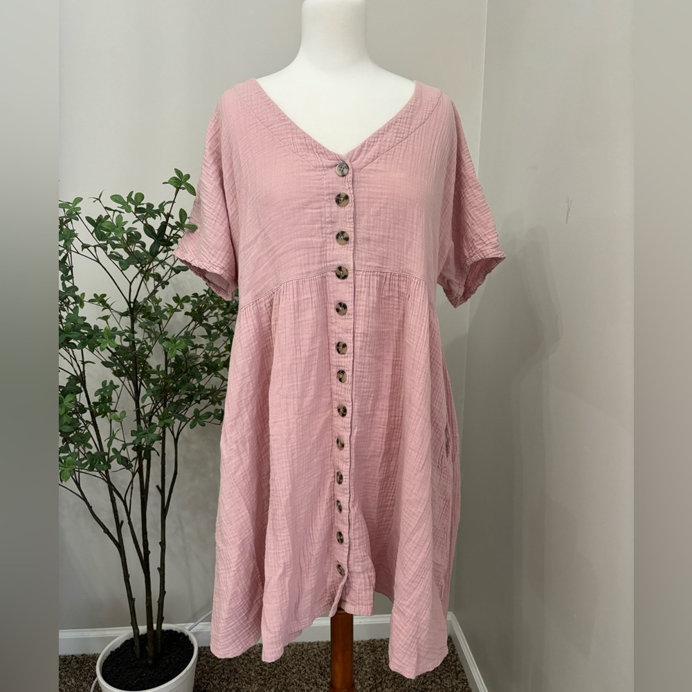 SOLD - Madewell Lightspun Pink Button Dress